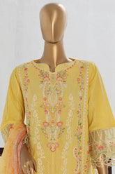 Bin Saeed Stitched 3 Piece Luxury Plain Cotton Vol-02 Collection-LF-1602-Yellow